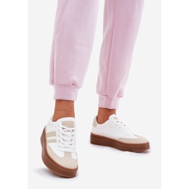 Frauen -Sneaker auf der Plattform mit Eco Leder Beige und Weiß 1