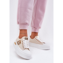 Frauen -Sneaker auf der Plattform mit dekorativem Detail Beige 2