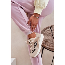 Frauen -Sneaker Sportschuhe auf der Plattform Leopard Beige 6
