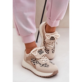 Frauen -Sneaker Sportschuhe auf der Plattform Leopard Beige 7
