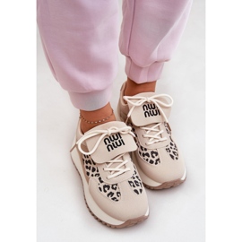 Frauen -Sneaker Sportschuhe auf der Plattform Leopard Beige 8