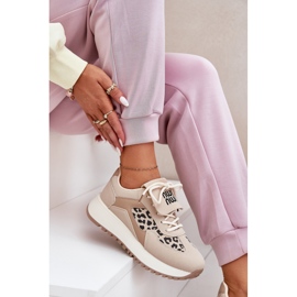Frauen -Sneaker Sportschuhe auf der Plattform Leopard Beige 9