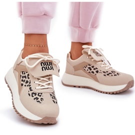 Frauen -Sneaker Sportschuhe auf der Plattform Leopard Beige 11