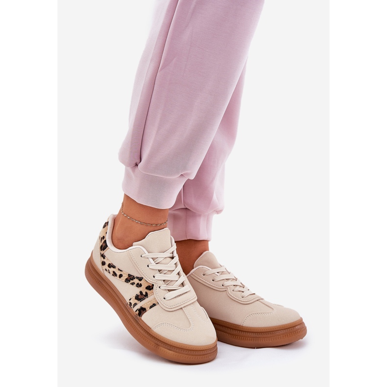 Frauen -Sneaker auf der Plattform Leopard Beige 1