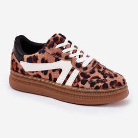 Frauen -Sneaker auf der Plattform Leopard Print Brown braun 4