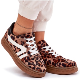 Frauen -Sneaker auf der Plattform Leopard Print Brown braun 8