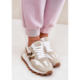 Turnschuhe Sportschuhe Frauen Beige Leopard Druck 5