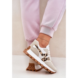 Turnschuhe Sportschuhe Frauen Beige Leopard Druck 6