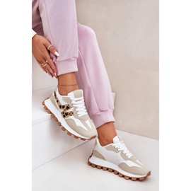 Turnschuhe Sportschuhe Frauen Beige Leopard Druck 7