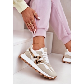 Turnschuhe Sportschuhe Frauen Beige Leopard Druck 8