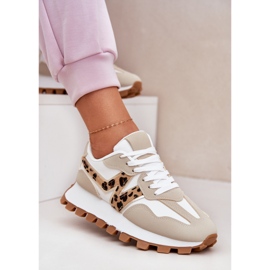 Turnschuhe Sportschuhe Frauen Beige Leopard Druck 9