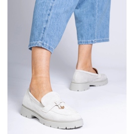 Graue elegante Slipper aus Ecozamz mit Dekoration 2