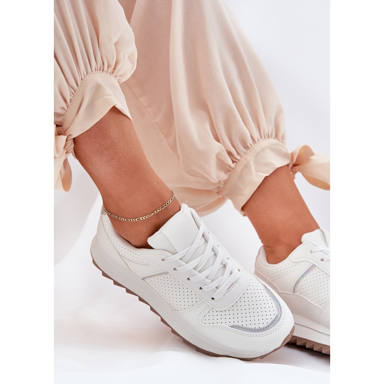 Damen-Plateau-Sportschuhe Weiß 2