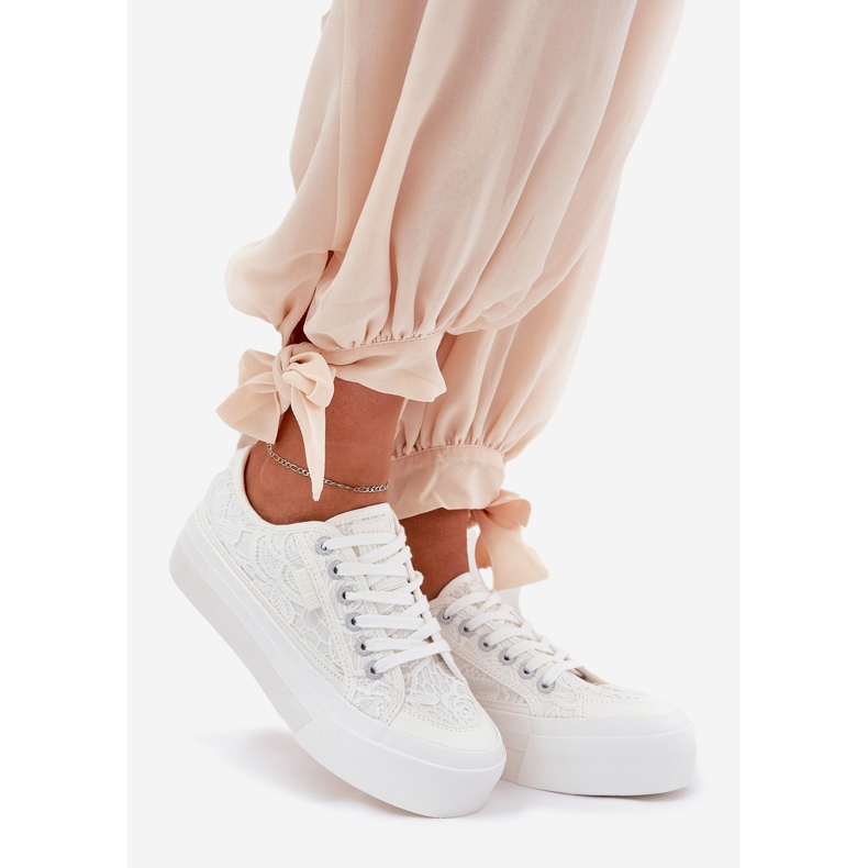 Big Star RR274747 Damen -Spitzen -Sneaker für Frauen weiß 1