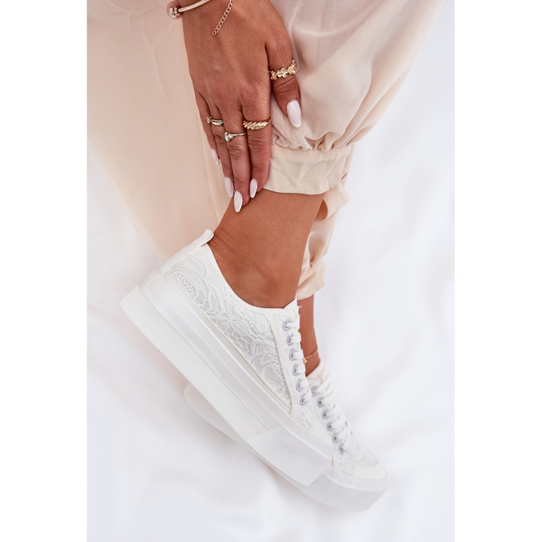 Big Star RR274747 Damen -Spitzen -Sneaker für Frauen weiß 2