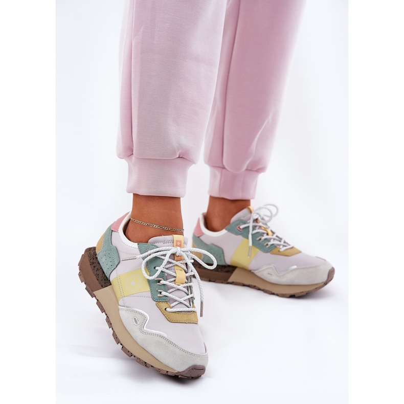 Frauen Wildleder-Sneaker Big Star RR274244 Hi-polisch grau-gelbes System 2