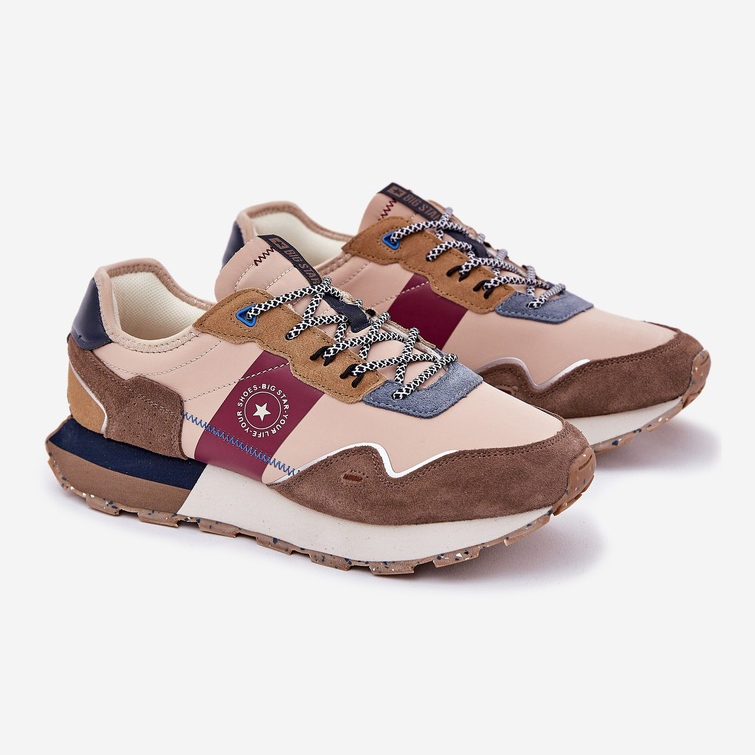 Big Star Herren Wildleder-Turnschuhe auf dem großen Star RR174475 Hi-polish Beige System 1