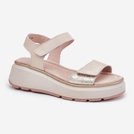 S.Barski Ledersandalen Frauenplattform und Klettverkleidung S. Barski LR51-543 Gold golden 4