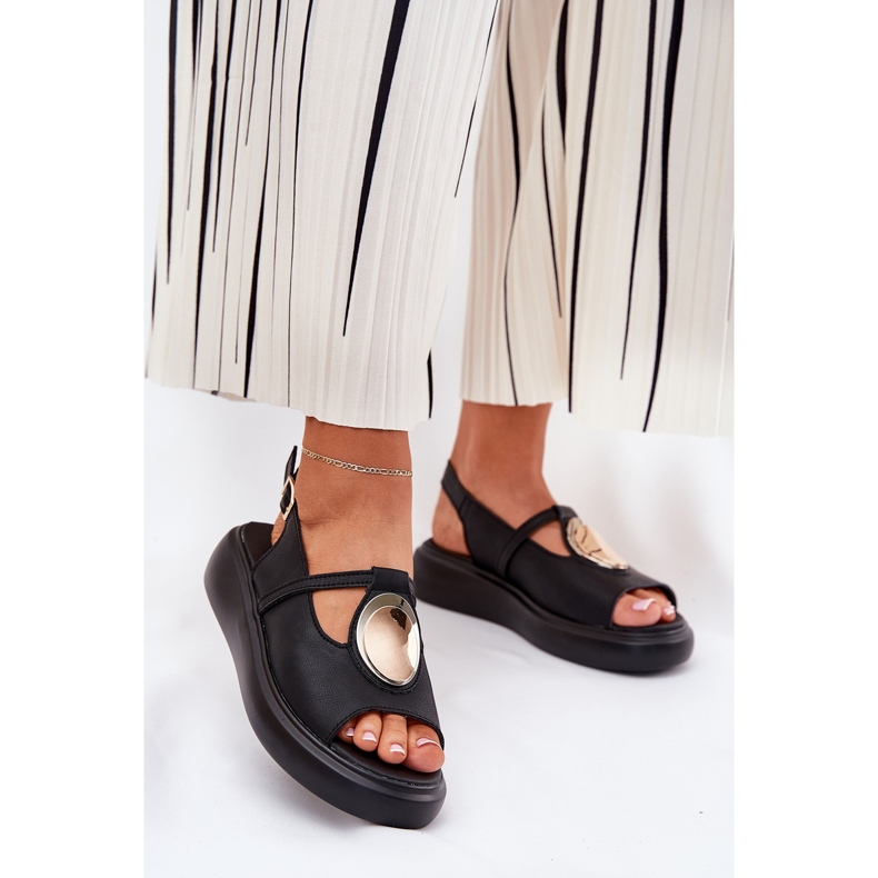 Leder elegante Frauen Sandalen S.Barski GR51-603 Schwarz 2