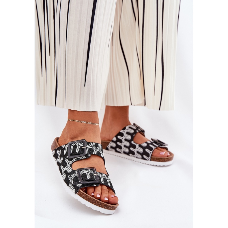 S.Barski Damenflip Flops mit Schnallen und Glitzer S. Barski RB51-006 Schwarz 2