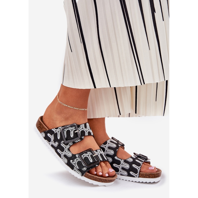 S.Barski Damenflip Flops mit Schnallen und Glitzer S. Barski RB51-006 Schwarz 1