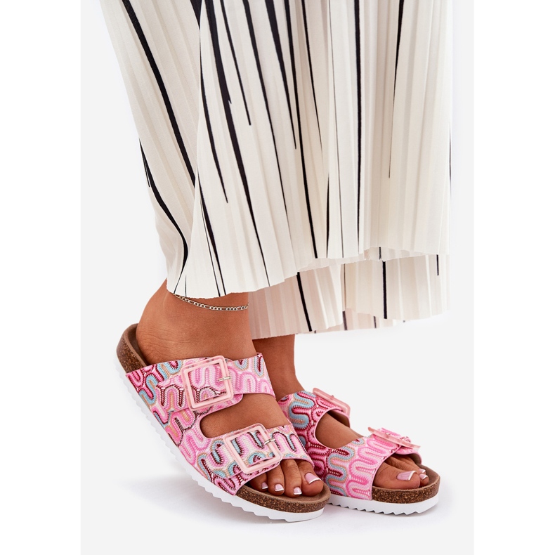 S.Barski Damenflip Flops mit Schnallen und Glitzer S. Barski RB51-006 Pink rosa 1