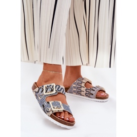 S.Barski Damenflip Flops mit Schnallen und Glitter S. Barski RB51-006 Beige 2