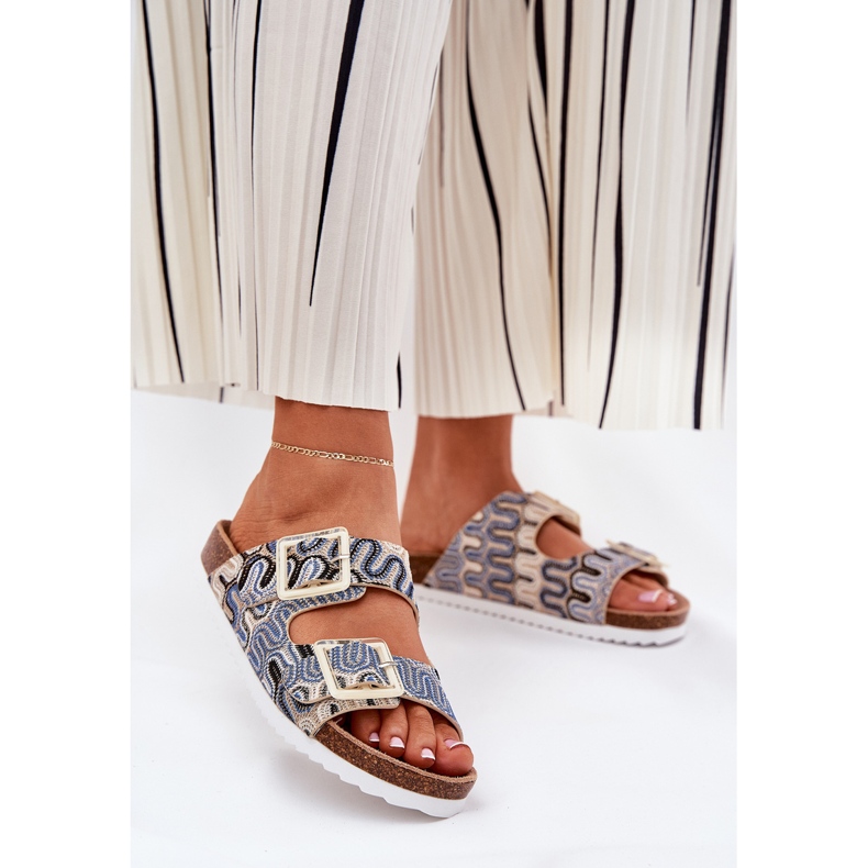 S.Barski Damenflip Flops mit Schnallen und Glitter S. Barski RB51-006 Beige 2