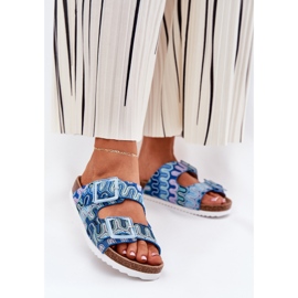 S.Barski Damenflip Flops mit Schnallen und Glitzer S. Barski RB51-006 Blau 2