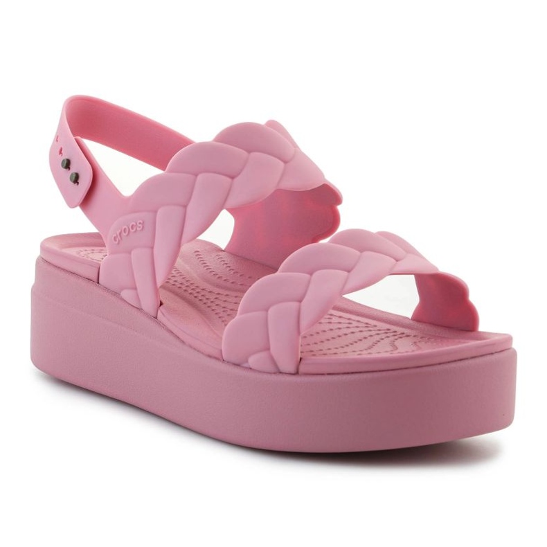 Crocs Brooklyn gewebte niedrige Keil 209977-6xx Sandalen rosa 1
