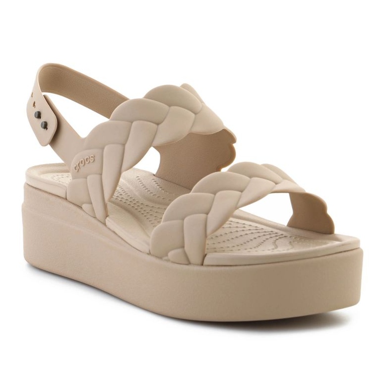 Crocs Sandals Brooklyn gewebte niedrige Keil 209977-212 beige 1