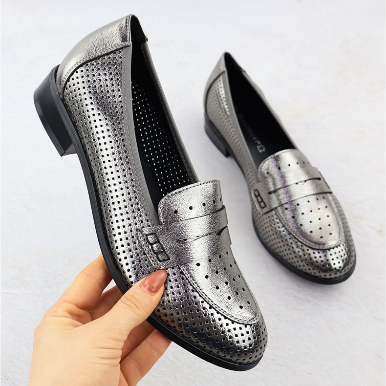 Frauenschuhe Lords Openwork Metallic Silver Potocki 12581 silber- 1
