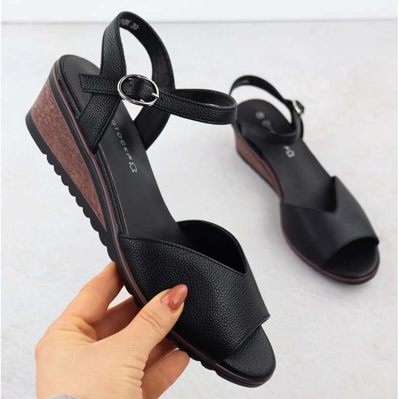 Frauensandalen auf Keilen Black Potocki 12624 schwarz 1