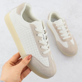 Damen-Leder-Sportschuhe bei Beige Sergio Leone SP-118 perfoliert 1