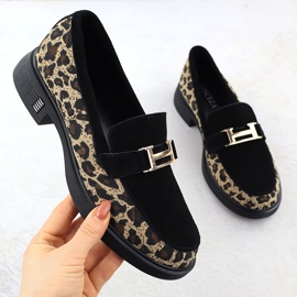 Lordy Leder Leopard Schuhe Lords Black Vinceza 66791 schwarz 1