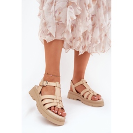 Öko -Leder -Frauen Sandalen auf der Plattform Beige 2