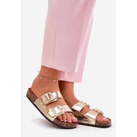 Frauenflip -Flops mit Klemmen auf einer korks alleinigen goldenen Sohle 1