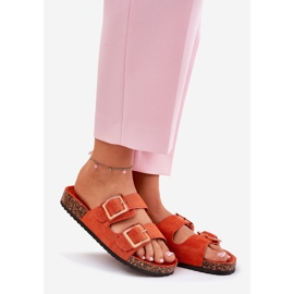 Damenflip Flops mit Klemmen auf einer Korkenorange -Sohle 1