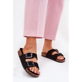 Damenflip Flops mit Klemmen auf der Cork Sohle schwarze Sohle 2