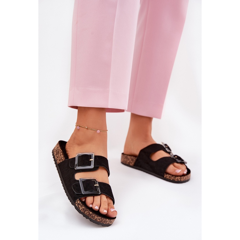 Damenflip Flops mit Klemmen auf der Cork Sohle schwarze Sohle 2