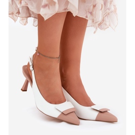 Elegante High Heels mit einer Öko -weißen Lederdekoration 1