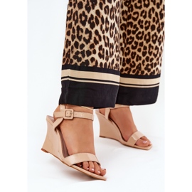 Bemalt Frauen Sandalen für Nacktkeile beige 2