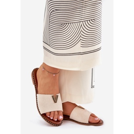 Flach -getötete Frauen -Flip -Flops mit dekorativen Details Beige 1