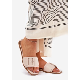 Flache Öko -Leder -Frauenzusammenfassungen mit beige Schnalle 1