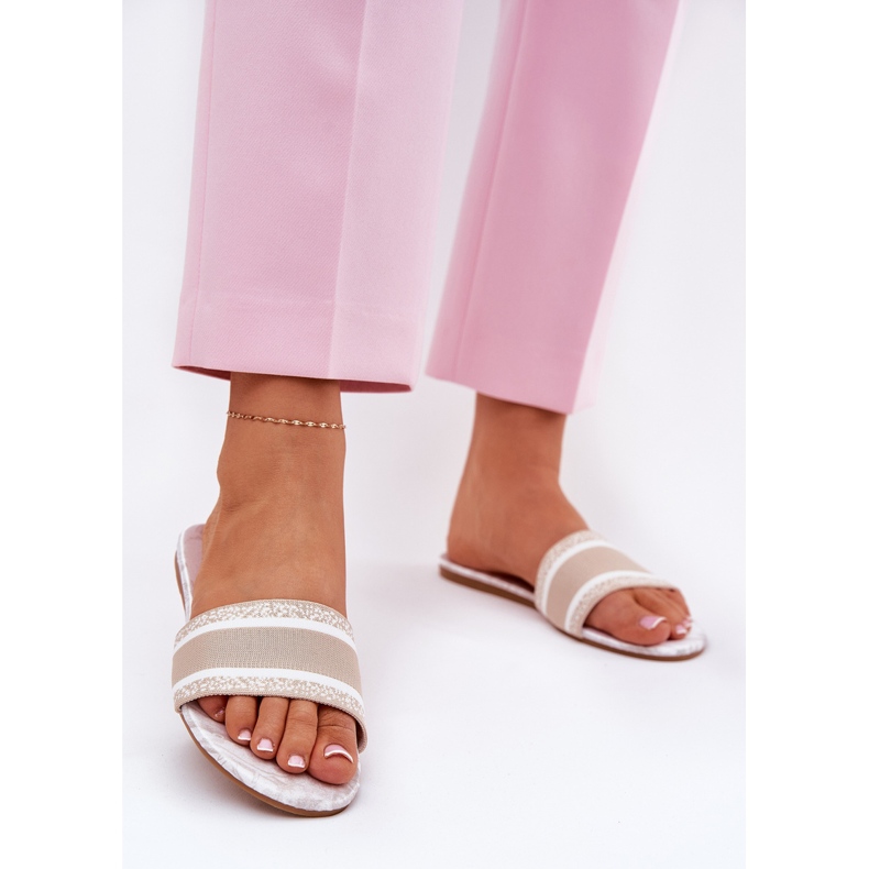 Patrouched Flat Beige Damen Pantoffeln 2