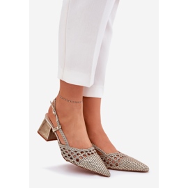 Ballerinas mit flachem Geflecht golden 1