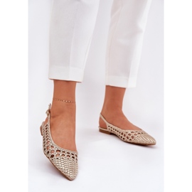 Sandalen mit Geflecht und spitzen Zehen Gold golden 2