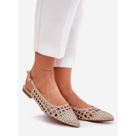 Sandalen mit Geflecht und spitzen Zehen Gold golden 1