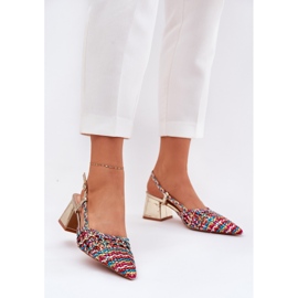 Sandalen auf dem Pfosten mit Geflecht und markierten Zehen mehrfarbig 2