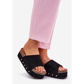 Damenflip Flops auf der massiven Plattform Eco Suede Schwarz 1